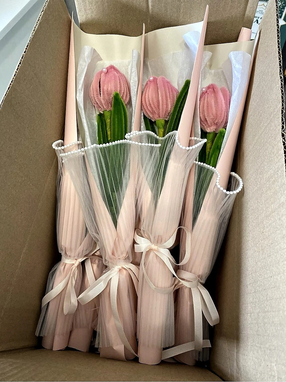 Pink Faux Tulip single flowers